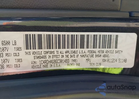 2016 Dodge Durango Sxt z USA, uszkodzony, nr VIN 1C4RDHAG9GC301493